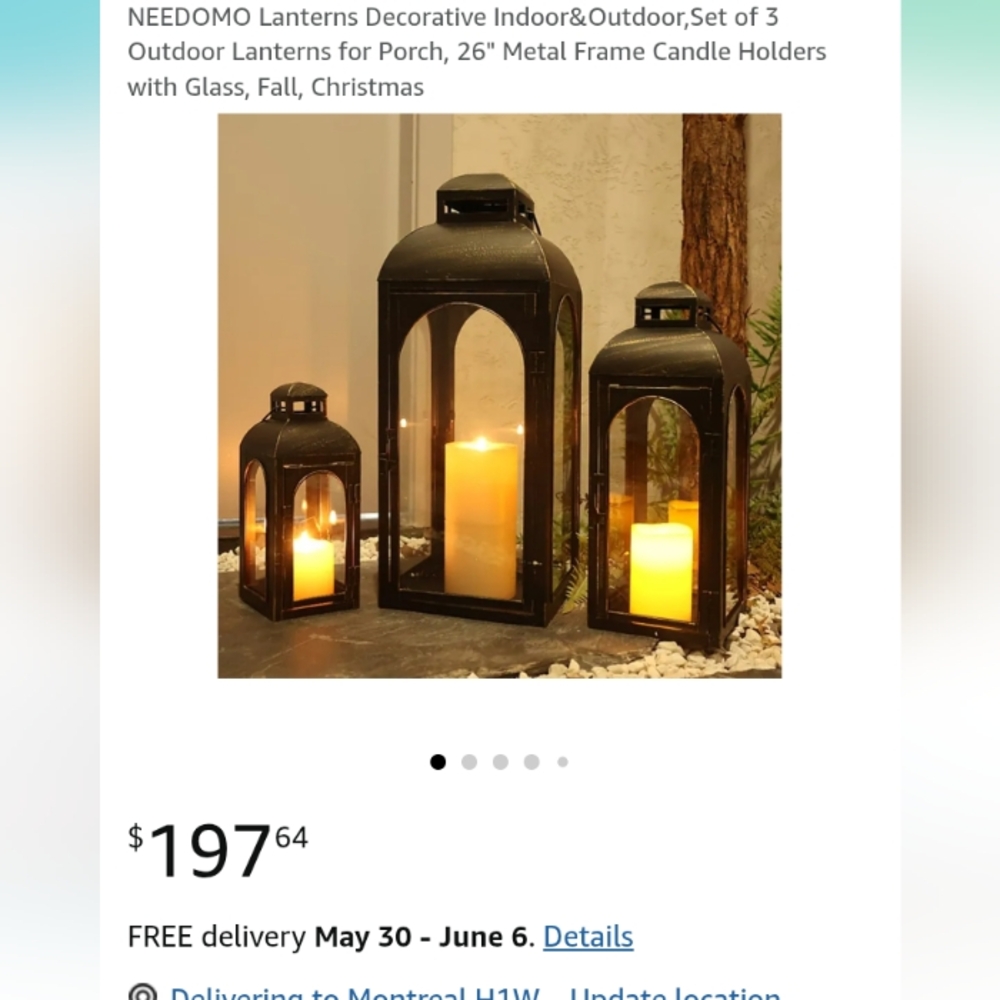 Set Of 2 Black Metal Frame Candle Holders Set